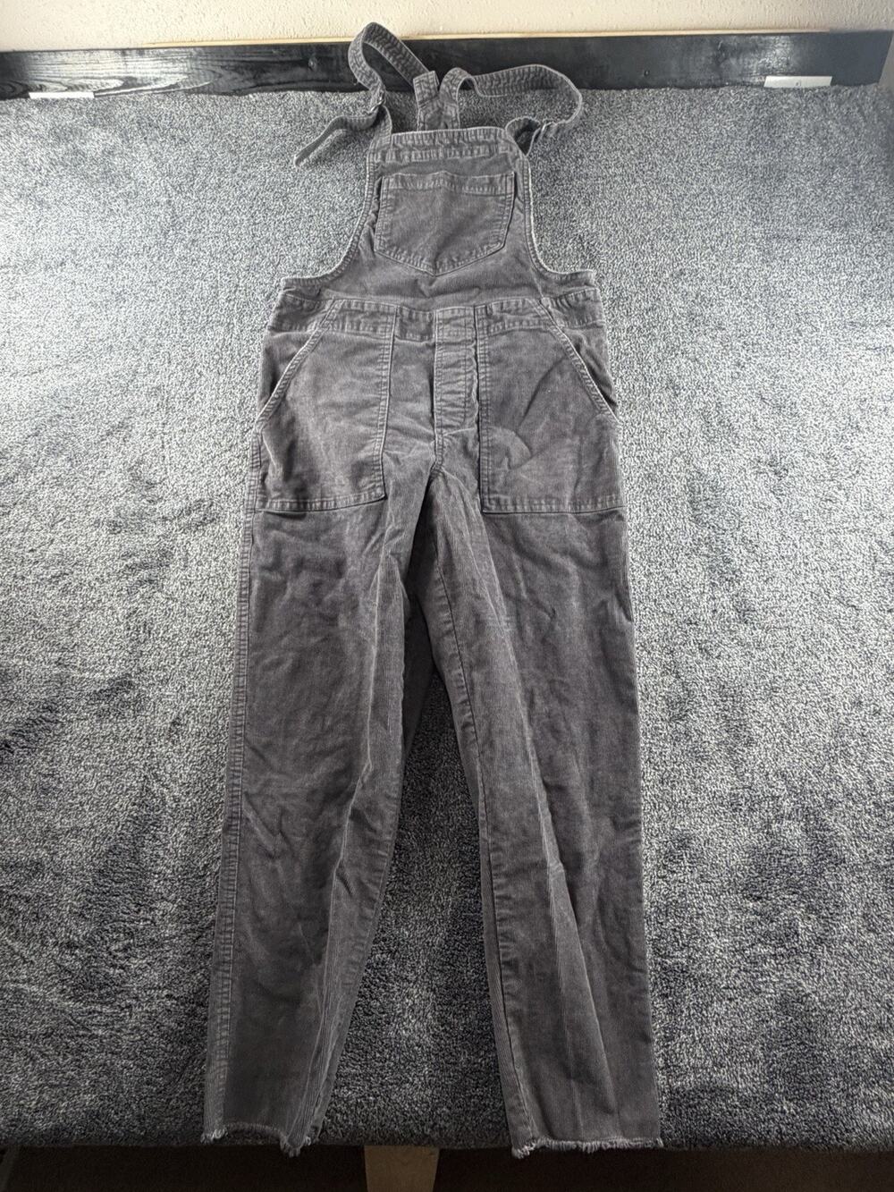 Aerie Women’s Gray Corduroy Overalls Bib Pants Size XS